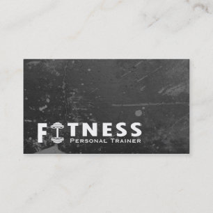Fitness Personal Trainer Bold Text Dumbbell Logo Visitekaartje