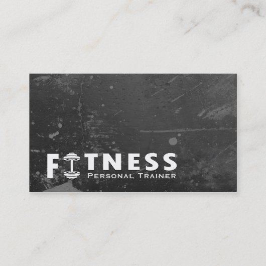 Fitness Personal Trainer Bold Text Dumbbell Logo Visitekaartje (Voorkant)