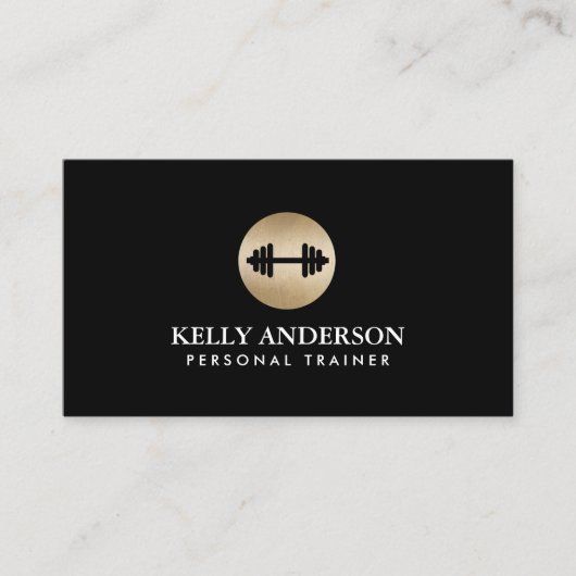 Fitness Personal Trainer Classy Black & Gold Visitekaartje (Voorkant)