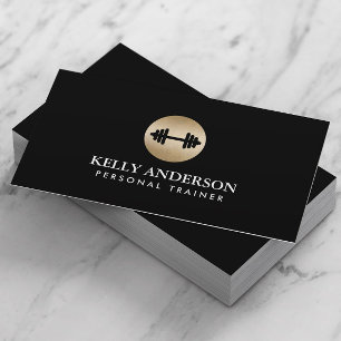 Fitness Personal Trainer Classy Black & Gold Visitekaartje