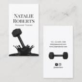 Fitness Personal Trainer Creative Dumbbell Splash Visitekaartje (Voorkant / Achterkant)