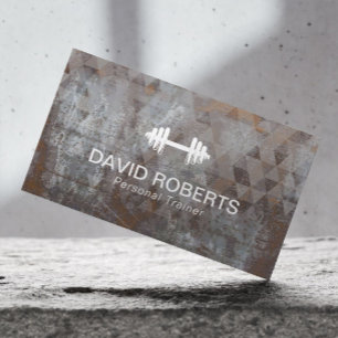 Fitness Personal Trainer Geometric Grunge Metal Visitekaartje