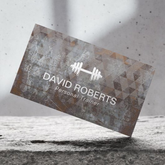 Fitness Personal Trainer Geometric Grunge Metal Visitekaartje