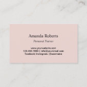 Fitness Personal Trainer Gold Dumbbell Blush Pink Visitekaartje (Achterkant)