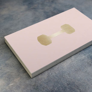 Fitness Personal Trainer Gold Dumbbell Blush Pink Visitekaartje