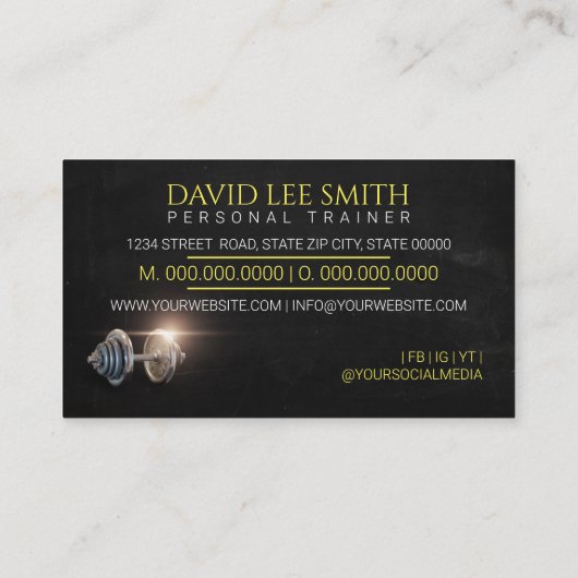 Fitness Personal Trainer Gold Typografie Business Visitekaartje (Achterkant)