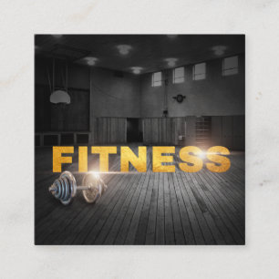 Fitness Personal Trainer Goud Typografie Vierkant Vierkante Visitekaartje