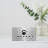 Fitness Personal Trainer Moderne metalen achtergro Visitekaartje (Staand voorkant)