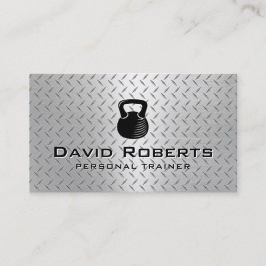Fitness Personal Trainer Moderne metalen achtergro Visitekaartje (Voorkant)