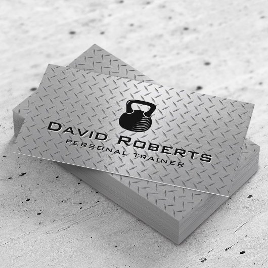 Fitness Personal Trainer Moderne metalen achtergro Visitekaartje