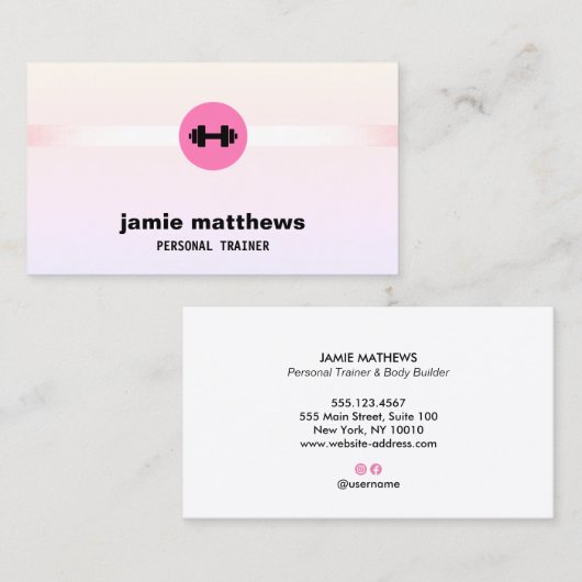 Fitness Personal Trainer Ombre Pink Visitekaartje (Voorkant / Achterkant)