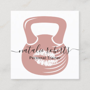 Fitness Personal Trainer Pink Kiss Kettlebell Vierkante Visitekaartje