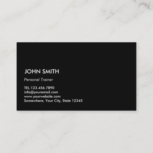 Fitness Personal Trainer Professional Black Metal Visitekaartje (Achterkant)
