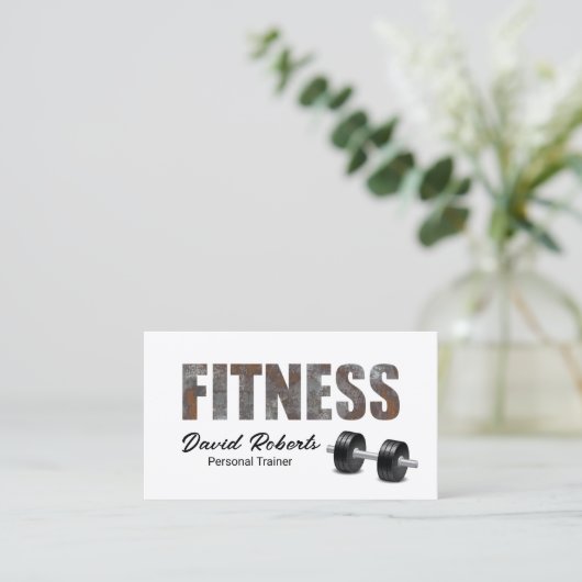 Fitness Personal Trainer Rusty Metal Typography Visitekaartje (Staand voorkant)
