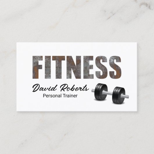 Fitness Personal Trainer Rusty Metal Typography Visitekaartje (Voorkant)