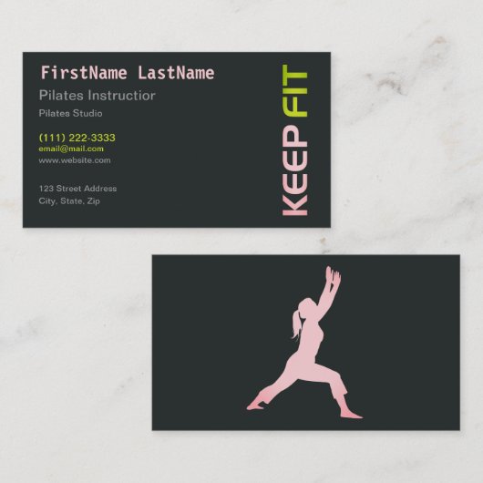 Fitness Pilates Instructeur op wit Visitekaartje (Voorkant / Achterkant)