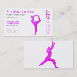 Fitness Pilates-instructrice op witte Visitekaart Visitekaartje