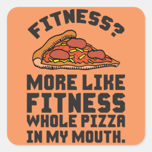 Fitness Pizza Vierkante Sticker