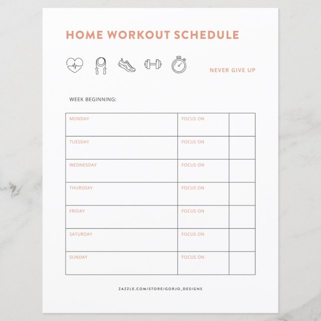 Fitness Planner Home Workout Tracker (Voorkant)