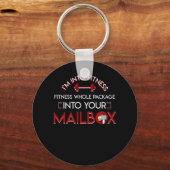 Fitness Postal Worker in Package Mailbox Sleutelhanger (Voorkant)