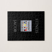 Fitness puzzel in zwart met aangepaste naam. (Horizontaal)