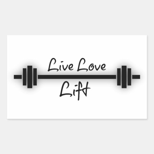 Fitness Quote: Live Love Lift Rechthoekige Sticker (Voorkant)