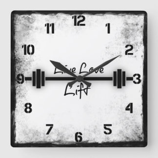 Fitness Quote: Live Love Lift Vierkante Klok