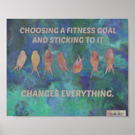 Fitness Quote: vogels en vervagen Poster (Voorkant)