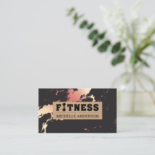 Fitness | Roze Goud Marmer Visitekaartje (Staand voorkant)