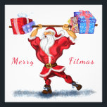 Fitness Santa Christmas Poster<br><div class="desc">Grappige kerst Posters met Bodybuilder Santa Claus met kerstcadeau Cartoon Schilderen Collectie Poster - of Kies / Voeg Uw Unieke Tekst / Naam / Kleur - Maak Uw Speciale Gift - Vergroot en verplaats of verwijder en voeg elementen / tekst met Maatwerk tool ! Schilderen en ontwerpen van MINNED. Bekijk...</div>