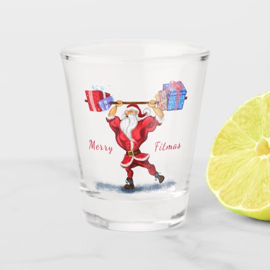 Fitness Santa Claus Shot Glass Shot Glas (Voorkant)