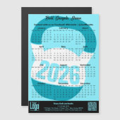 Fitness Slogan Electric-Blue 2026 Calendar Magnet (Voorkant / Achterkant)