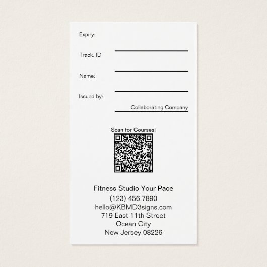 Fitness Starter Sinaasappel Zwart Gift Voucher Kaa Visitekaartje (Achterkant)