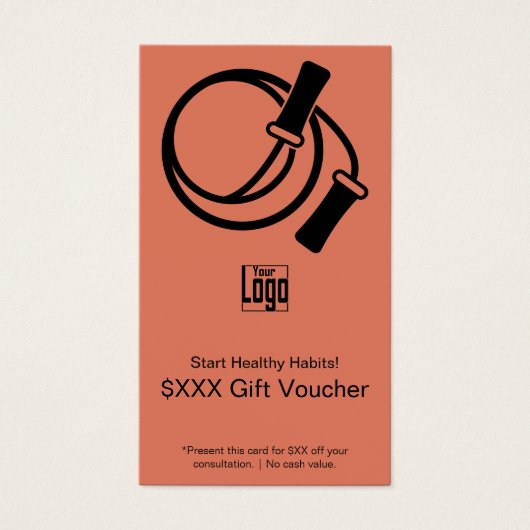 Fitness Starter Sinaasappel Zwart Gift Voucher Kaa Visitekaartje (Voorkant)