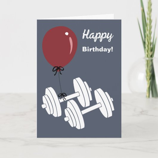 Fitness Studio Dumbbell & Balloon Happy Birthday Kaart (Voorkant)