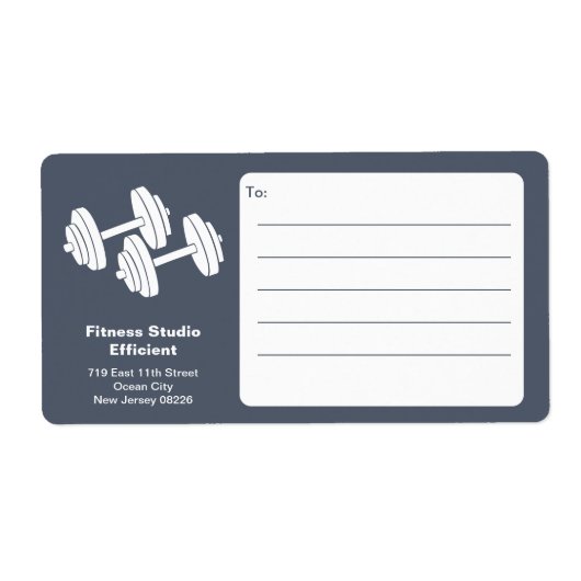 Fitness Studio Dumbbell Grey White Shipping Etiket (Voorkant)