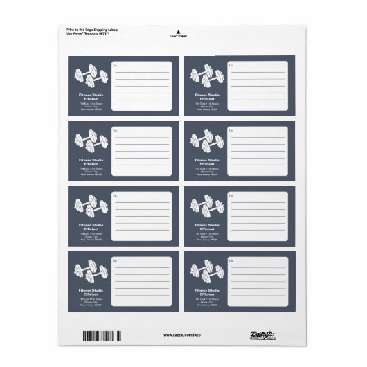 Fitness Studio Dumbbell Grey White Shipping Etiket (Full Sheet)