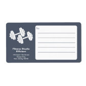 Fitness Studio Dumbbell Grijs Wit Verzending Etiket (Voorkant)
