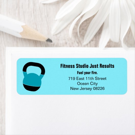 Fitness Studio Motto Kettlebell Return Address Etiket (Insitu)
