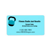 Fitness Studio Naam Expertise Kettlebell Adres Etiket (Voorkant)