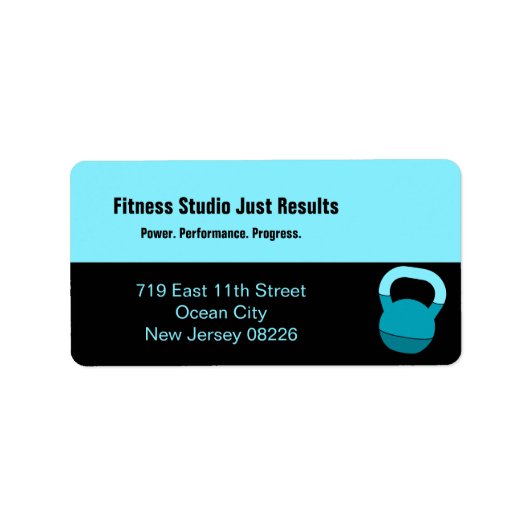 Fitness Studio Naam Speciale Kettlebell Adres Etiket (Voorkant)