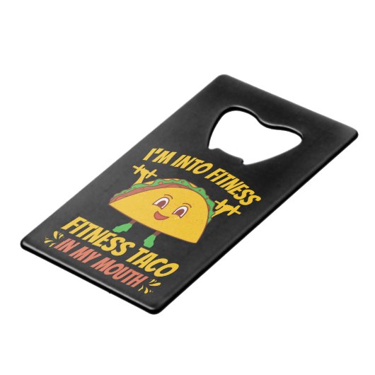 Fitness Taco Exercise Gym Creditkaart Flessenopener (Voorkant Gekanteld)