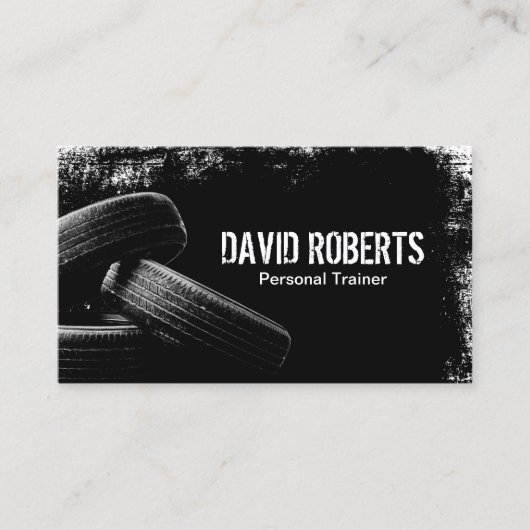 Fitness Tire Training Grunge Black Professional Visitekaartje (Voorkant)