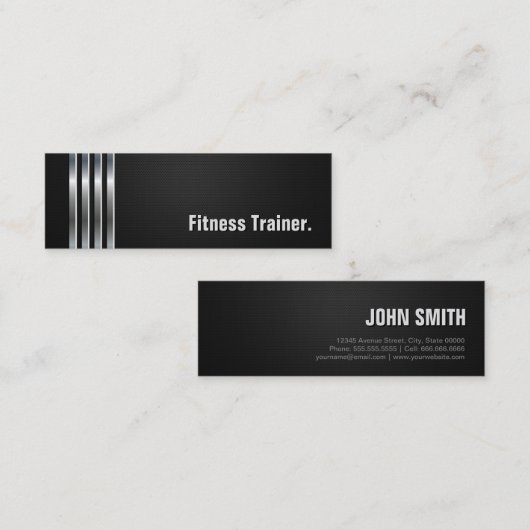 Fitness Trainer - Black Silver Stripes Mini Visitekaartje (Voorkant / Achterkant)