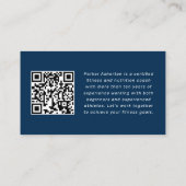 Fitness trainer coach moderne foto qr code marine visitekaartje (Achterkant)