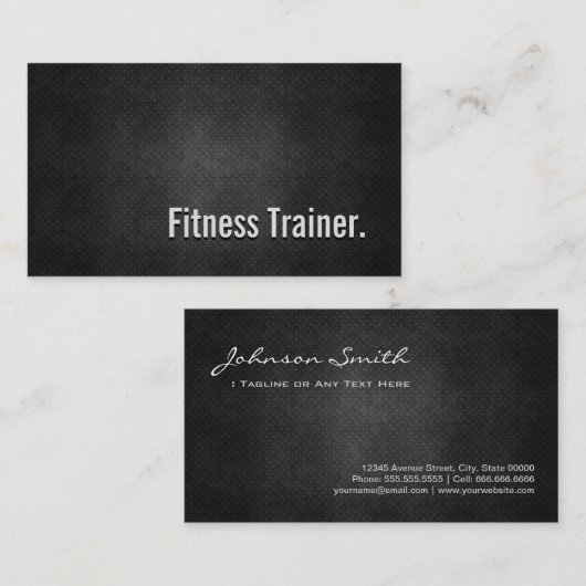 Fitness Trainer Cool Black Metal Simpliciet Visitekaartje (Voorkant / Achterkant)