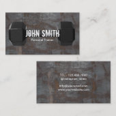 Fitness Trainer Dumbbell Rusty Metal Achtergrond Visitekaartje (Voorkant / Achterkant)