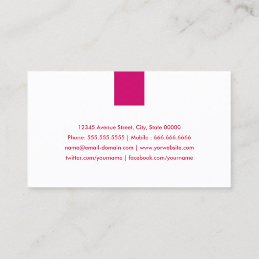 Fitness Trainer - Eenvoudig Roos roze Visitekaartje (Achterkant)