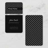 Fitness Trainer - Elegant Black Silver Squares Visitekaartje (Voorkant / Achterkant)