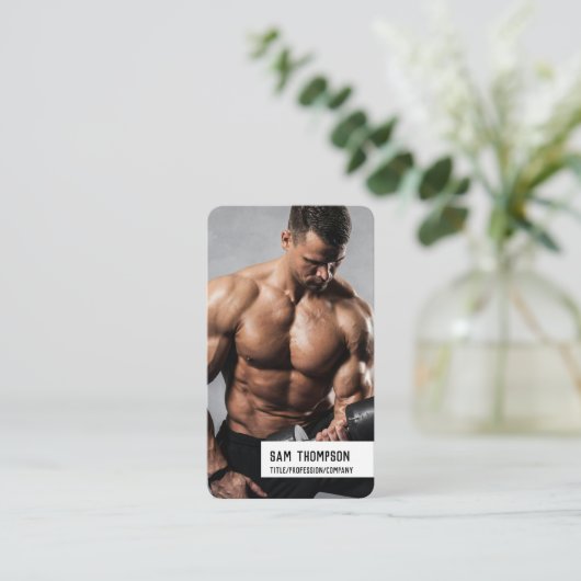 Fitness Trainer foto- en Logo-pictogrammen voor so Visitekaartje (Staand voorkant)